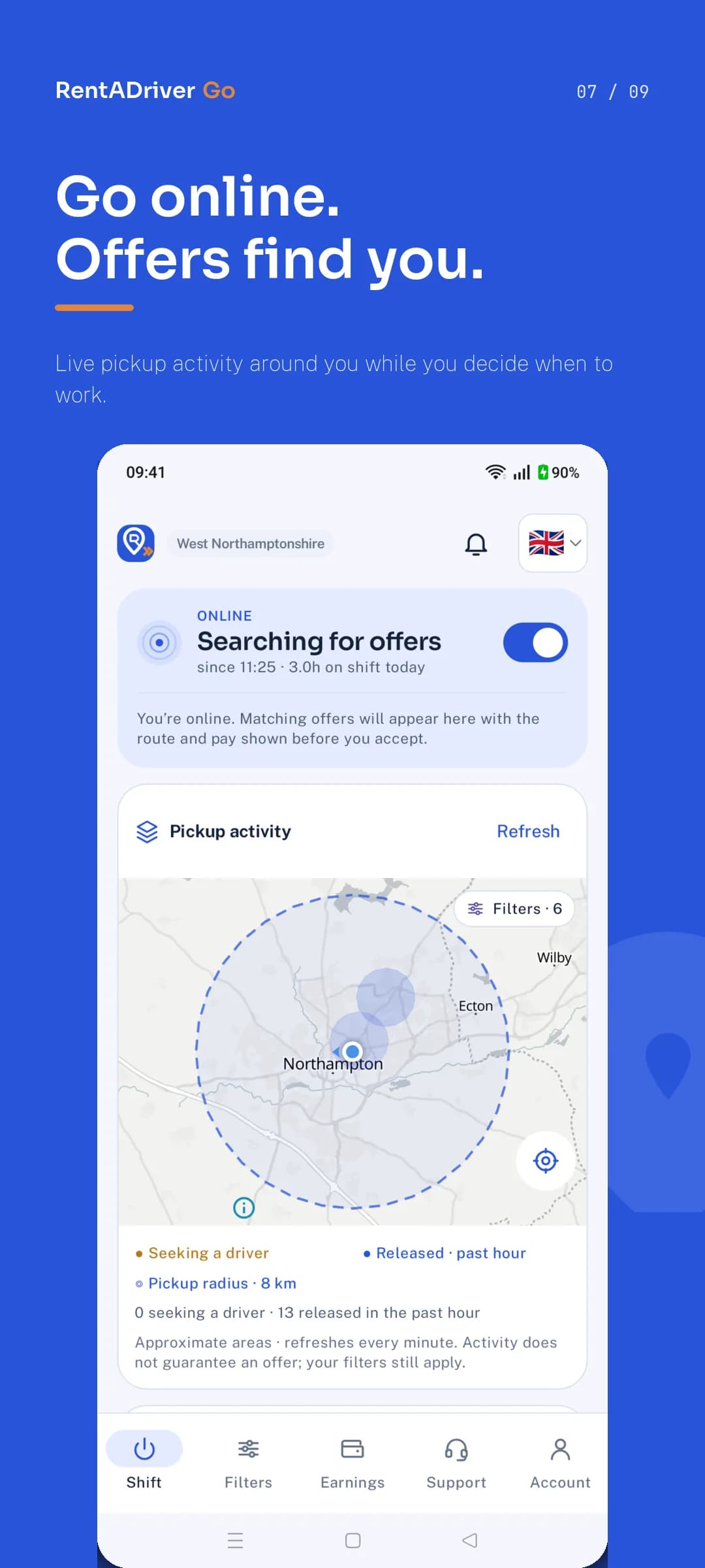 Android · Availability · RentADriver Go