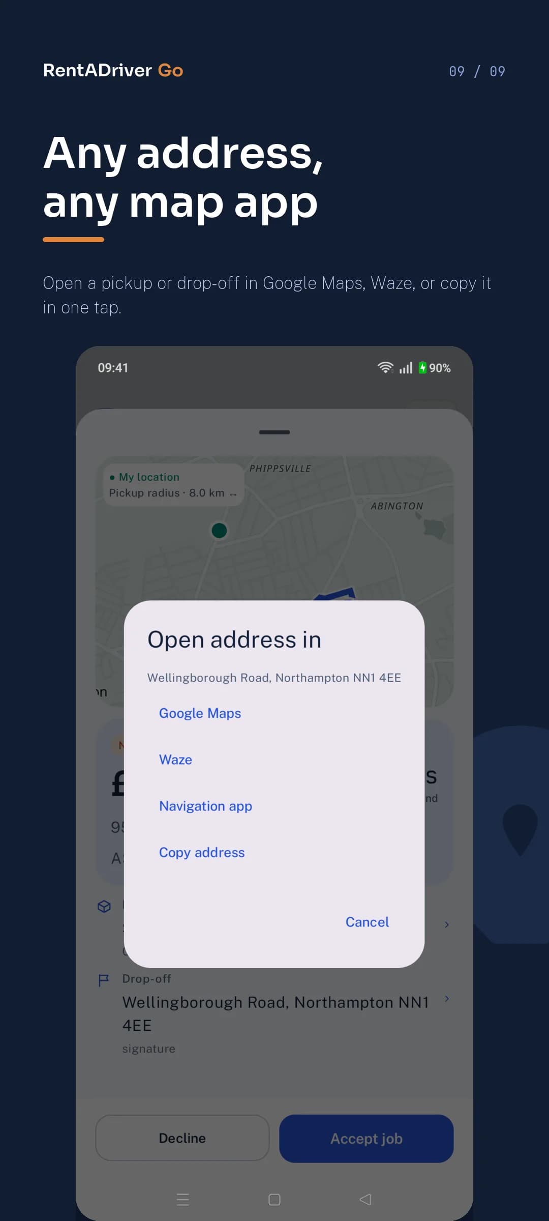Android · Open an address · RentADriver Go